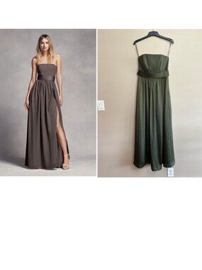White by Vera Wang Strapless Olive Green Formal Dress